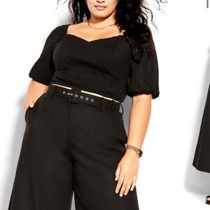 NWT City Chic Black Shirred Dreams Cropped Top Oversized S